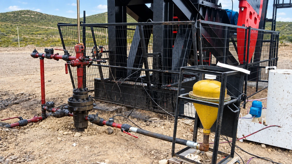 Equipo WellHorizon instalado junto a la boca de pozo y la unidad de bombeo